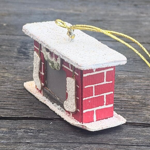 Vintage Fireplace Christmas Holiday Ornament (insert light in fire) - Picture 7 of 9